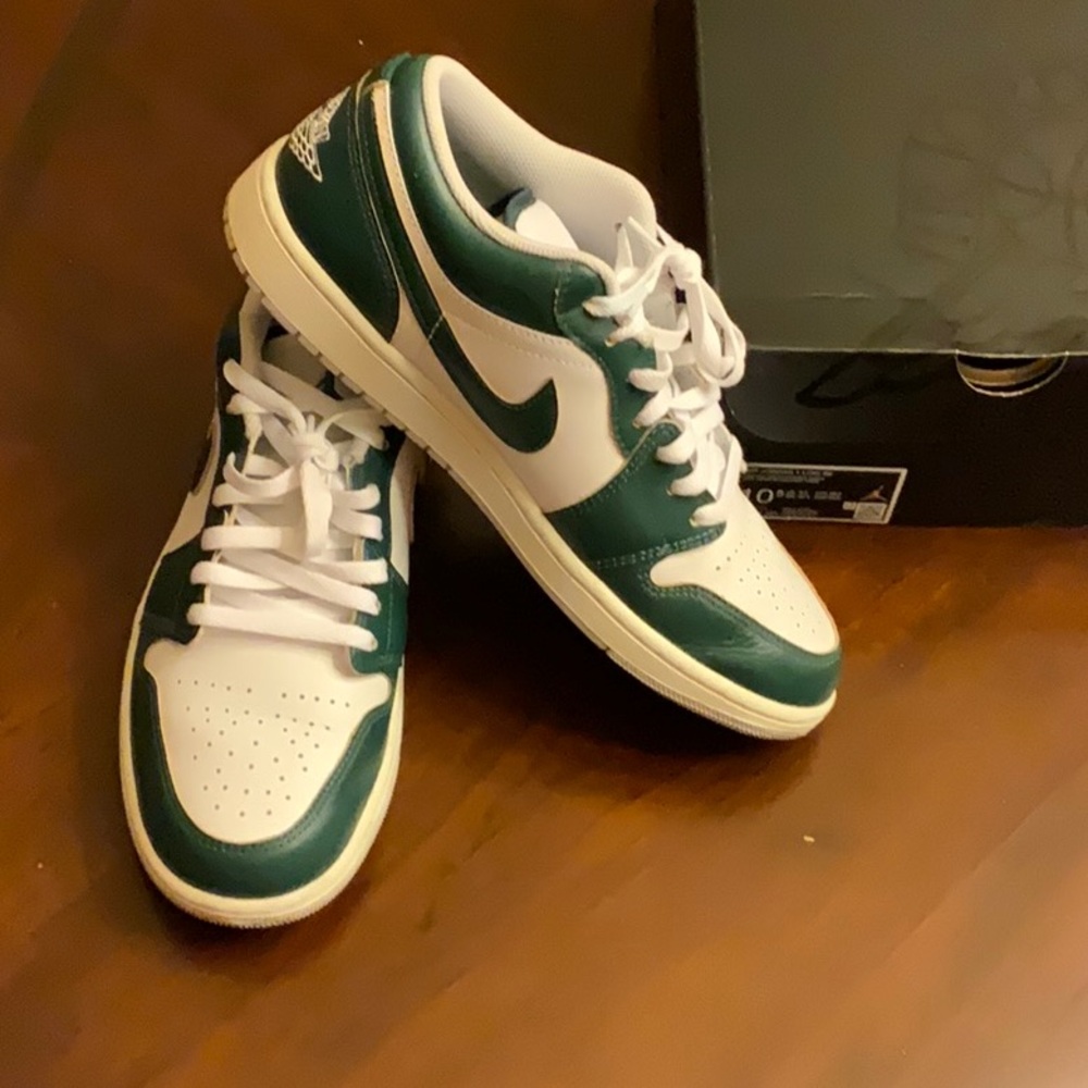 Nike Air Jordan Green and White Sneakers, 10.5